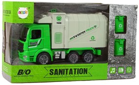 Lean Toys Veľké zelené smetiarske auto