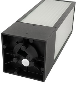 Stojaca vonkajšia lampa čierna s rebrovaným sklom 40 cm IP44 - Charlois