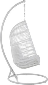 Závesné biele záhradné ratanové kreslo Lounge White Oval - 119*105*193 cm