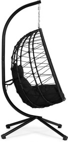 MultiGarden Závesné hojdacie kreslo do 120 kg - čierne MultiGarden