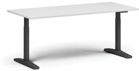 Výškovo nastaviteľný stôl, elektrický, 675-1325 mm, doska 1800x800 mm, čierna podnož, biela