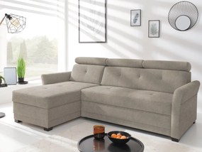 Rohová sedacia súprava Harris, hnedo-béžová taupe látka, ľavý roh