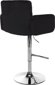 Barová stolička Los Angeles - zamat, chróm rám - čierna