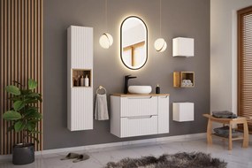 Kúpeľňová skrinka s košom na bielizeň Capri 811 1D biely lesk/dub kraft zlatý