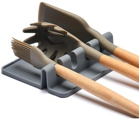 ADEO Stojan na odloženie varešky a kuchynského náradia, silikónový, sivý, NOX