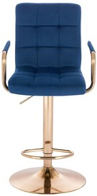 LuxuryForm DESIGN Barová stolička VERONA GOLD VELUR na zlatom tanieri - modrá