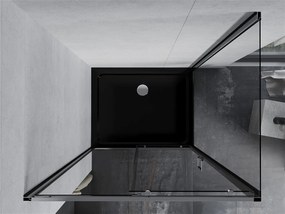 Mexen Apia sprchovací kút s posuvnými dverami 120 (dvere) x 90 (stena) cm, 5mm číre sklo, chrómový profil + čierna sprchová vanička s chrómovým sifónom, 840-120-090-01-00-4070