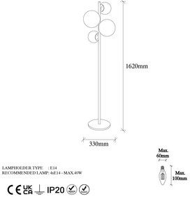 Stojacia lampa v zlatej farbe so skleneným tienidlom (výška 162 cm) Fazli – Opviq lights