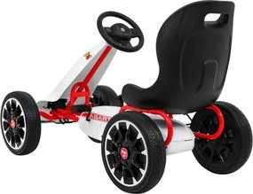 Ramiz Pedálová motokára ABARTH pre deti biela + EVA kolesá + ručná brzda + voľnobeh