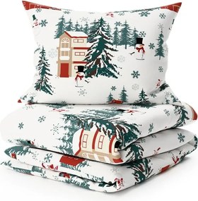 Flanelové obliečky SNOWY HOUSES biele Rozmer obliečky: 2 ks 70 x 90 cm | 200 x 220 cm