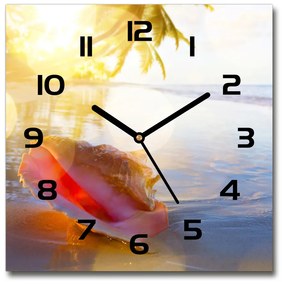 Sklenené hodiny štvorec Mušle na pláži pl_zsk_30x30_c-f_83555961