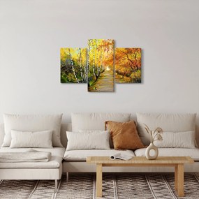 Obraz - Romantická alej pozdĺž vody, olejomaľba (90x60 cm)