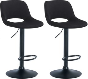 2x Barová stolička Camden - zamat, čierny rám - Čierna