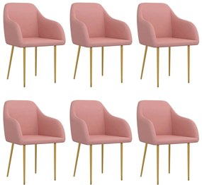 Jedálenské stoličky 6 ks ružové zamatové 3089803