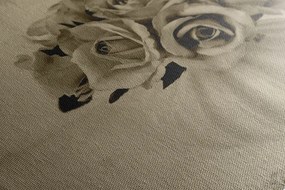 Obraz ruže vo váze v sépiovom prevedení - 60x40