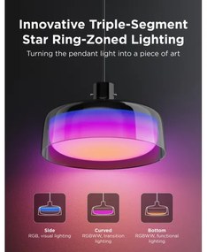 Govee - LED RGBICWW stlmiteľný závesný luster na lane LED/21W/230V Matter Wi-Fi