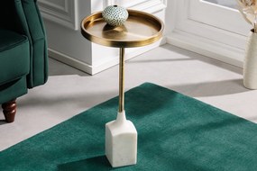Príručný stolík Trayful 55 cm starožitný zlatý mramor