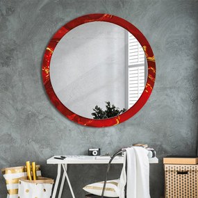 Okrúhle ozdobné zrkadlo na stenu Červená mramor fi 100 cm