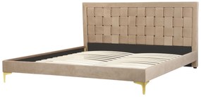 Zamatová posteľ 180 x 200 cm béžová LIMOUX Beliani