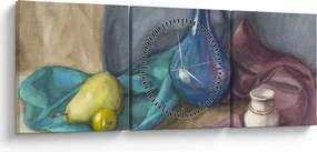 Obraz - Maľované zátišie (s hodinami) (90x30 cm)