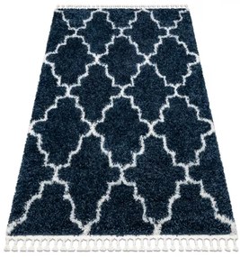 Koberec UNION 3488 vzor Marocký ďatelina modrý / krémová strapce, Maroko Shaggy Veľkosť: 200x290 cm