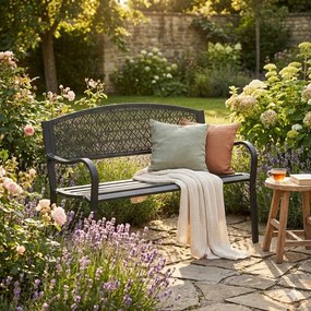 Antracitová kovová záhradná lavica Lizette – Bizzotto