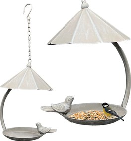 Závesné krmítko s dekoratívnym vtáčikom BIRDY 43 cm biele