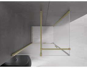 Mexen Velar, sprchový kút s posuvnými dverami 130 x 100 cm, 8mm sklo námraza, zlatá matná, 871-130-100-31-55