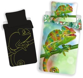 Zelené bavlnené detské obliečky so svietiacim efektom na jednolôžko 140x200 cm Chameleon – Jerry Fabrics