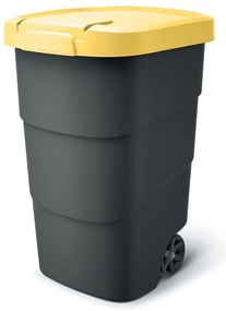 Záhradná nádoba s odolnými kolieskami, 95 l, žltá / antracit