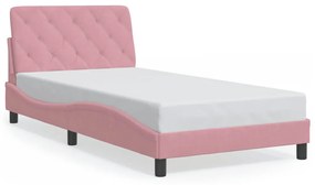 Rám postele s LED svetlami ružový 100x200 cm zamat 3213842