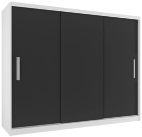 Šatníková skriňa 232 cm Belini biely mat / čierny mat s posuvnými dverami  SI SZP4/2/1W/3B/0/AL
