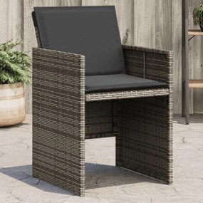 Záhradné stoličky s vankúšmi 4 ks sivé polyratanové 4007437