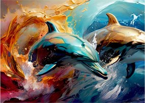 Obraz - Maľba delfínov (70x50 cm)