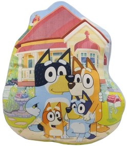 Tvarovaný 3D vankúšik Bluey - motív rodinka - 40 x 35 cm