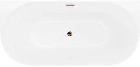 Mexen Oval Slim, voľne stojaca vaňa ku stene 170 x 80 cm, biela lesklá, ružové zlato prepad, 52661708000-60