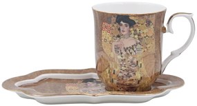 HOME ELEMENTS Porcelánový hrnček 360 ml, s podšálkou, Klimt Adele
