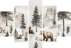 Obraz - Les s medveďmi (150x105 cm)