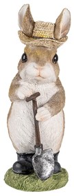 Dekoratívne soška králika s klobúkom a rýľom - 9 * 8 * 22 cm