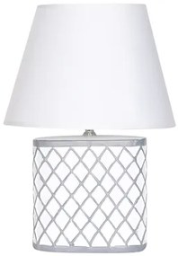 Stolná lampa so tienidlom bielo-sivá 35 cm