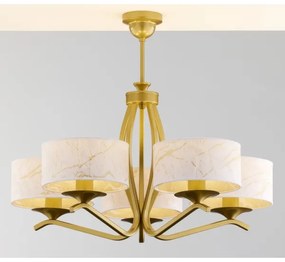 Jupiter 2110 - Luster na tyči KASZMIR 5xE27/15W/230V biela/zlatá/mramorový dekor