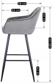 Barová židle Salem 53 cm šedá/černá