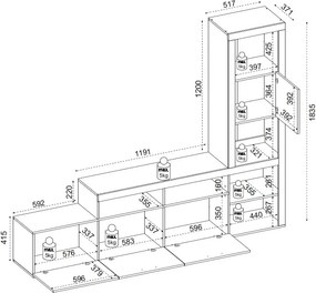 Obývacia stena Jacky, dub artisan/biela
