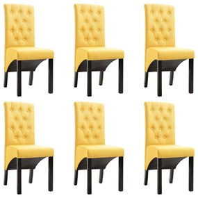 Jedálenské stoličky 6 ks žlté látkové