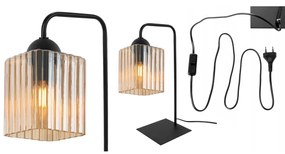 Stolná lampa Riffle Square, 1x medové sklenené tienidlo, b