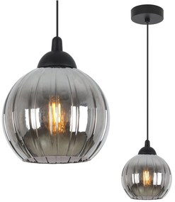 Závesné svietidlo Costa, 1x grafitové sklenené tienidlo, b