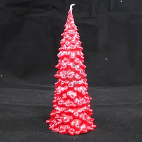 Schetelig Sviečka Vianočný Stromček metalika 18cm, Červená, 18 cm