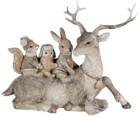 Dekoratívne soška jeleňa so zajacom, veveričkou a sovou - 19 * 10 * 17 cm