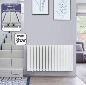 Horizontálny radiátor, stredové pripojenie, 600 x 1022 mm