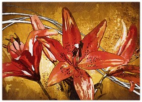 Sklenený obraz kvetov ľalií (70x50 cm)